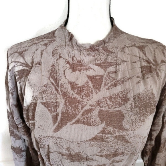 Zara Brown and Taupe Crinkle Stretch Dress Size Small - Picture 5 of 7